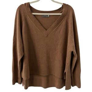 Anthropologie Gabby V-Neck Merino Wool V-Neck High-Low Oversized Sweater Size XL